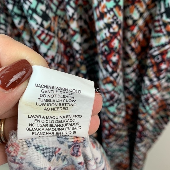 Luxology V neck cummerbund waist soft jersey knit printed maxi dress long sleeve - Picture 11 of 11